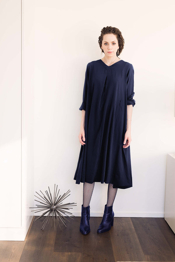 Swing Dress - Navy Crepe (Size Small Only)