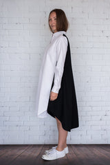 Maaya Short Length - White/Black Poplin - PROJECT 6, modest fashion