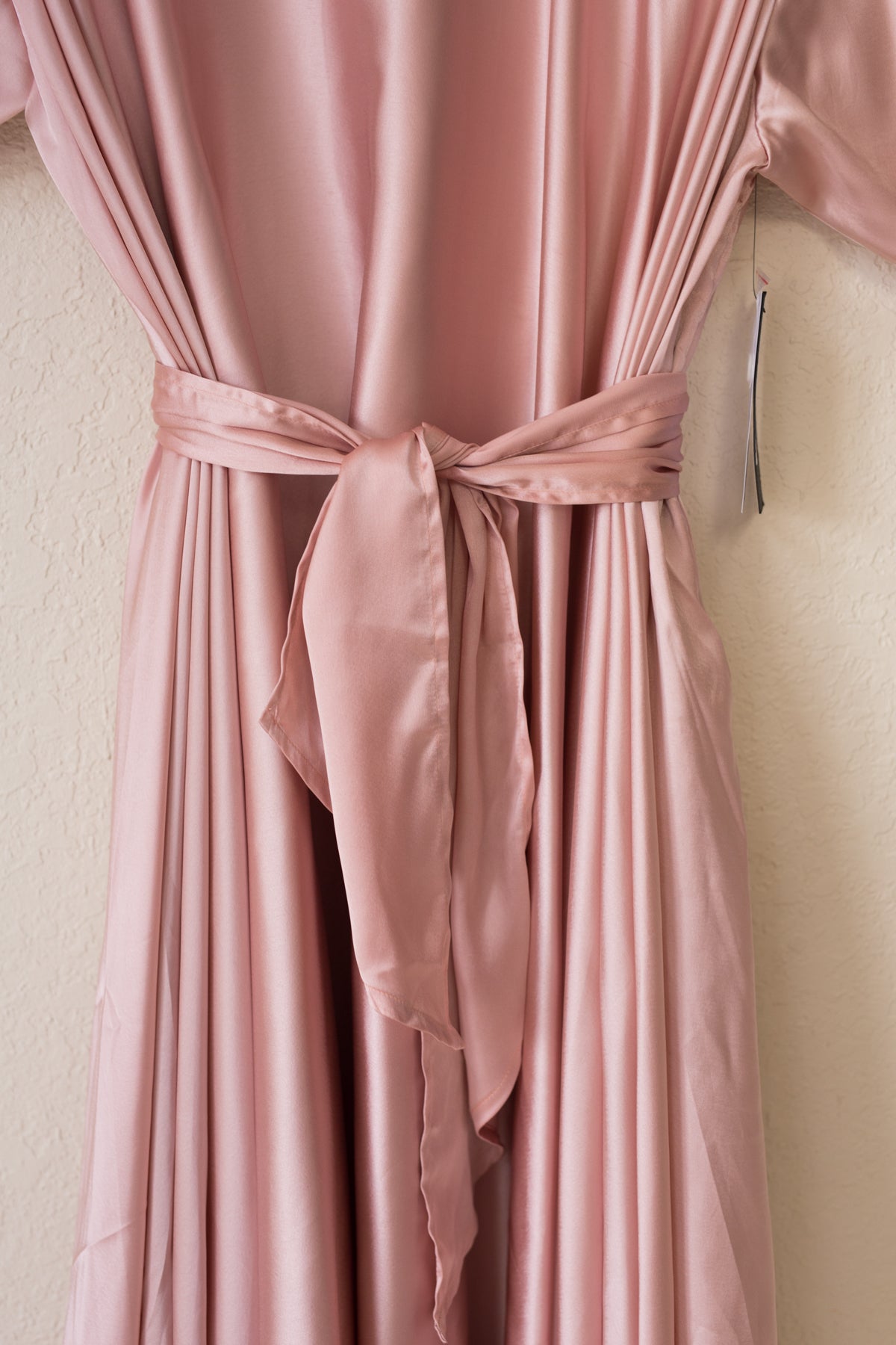 blush satin wrap dress Long Sleeve Satin Wrap Dress Stage 9 Secrets