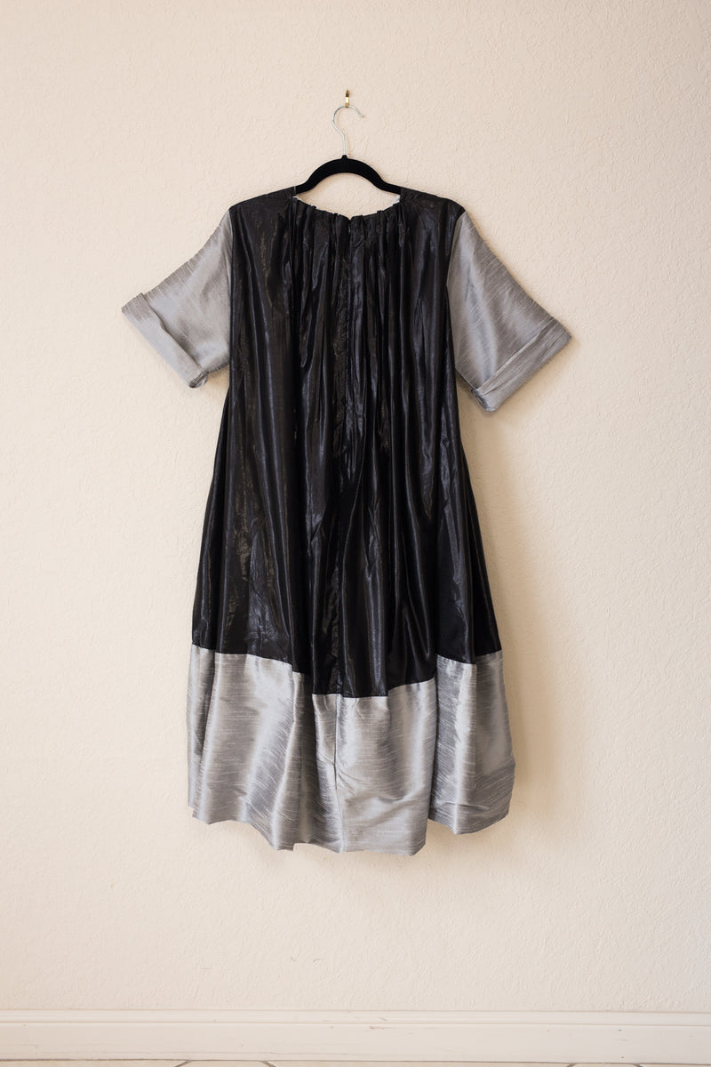 Nikki Dress - Black Shine/Silver Tussel Silk - PROJECT 6, modest fashion