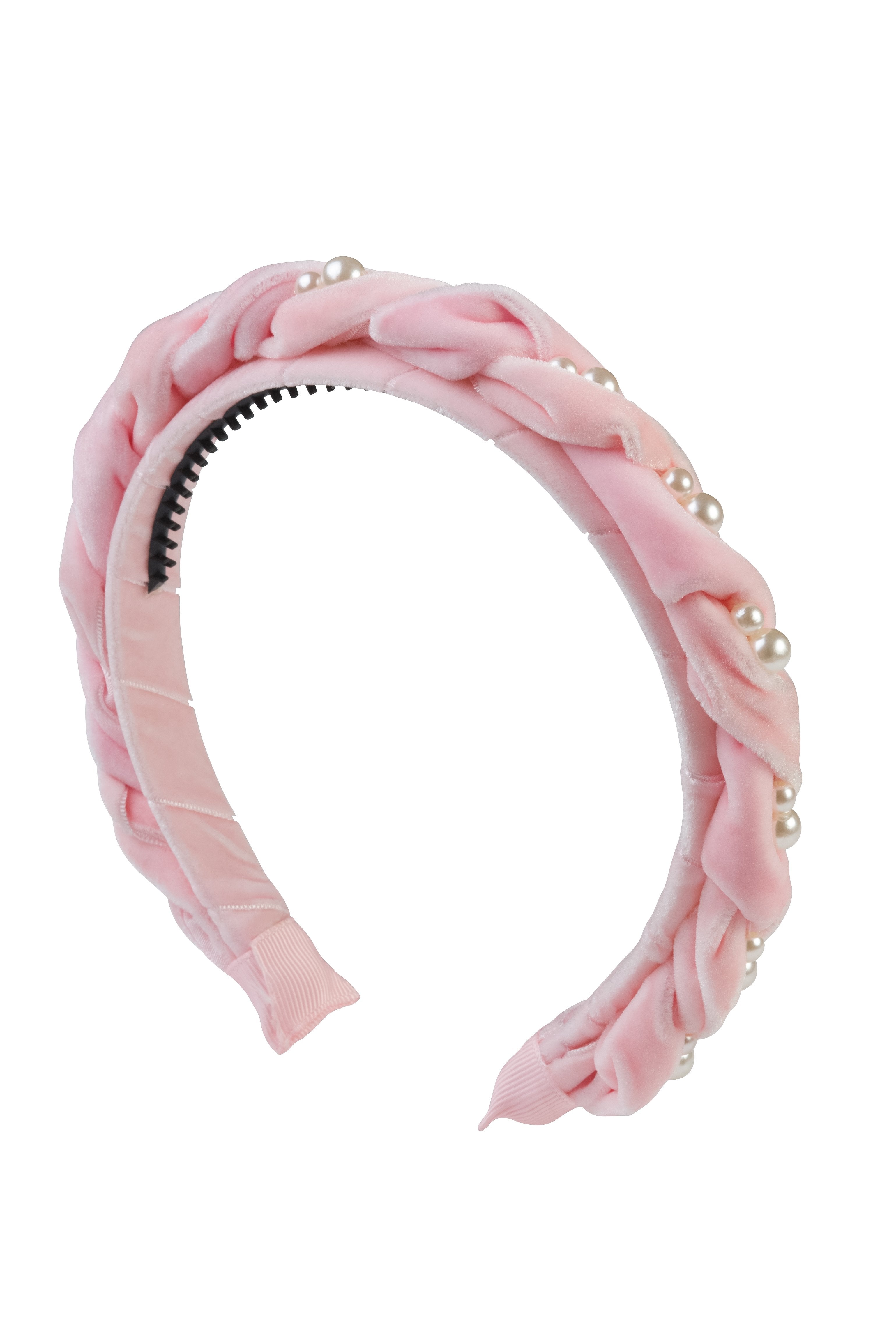 Twisted Pearl Velvet Headband - Baby Pink – PROJECT 6 display picture 3