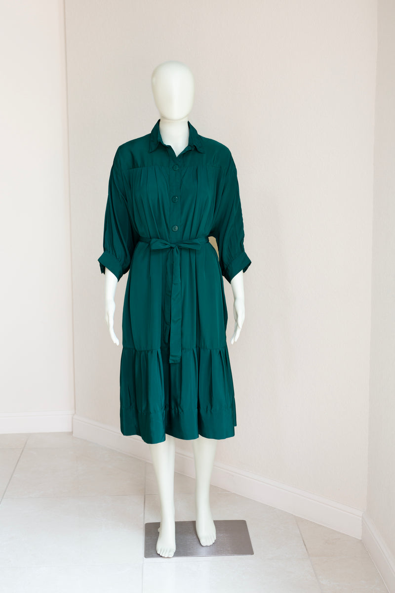 Riko Dress - Peacock Green French Crepe PROJECT 6 Riko Dress - Peacock Green French Crepe PROJECT 6