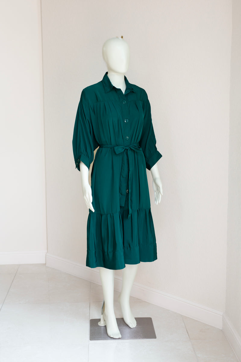Riko Dress - Peacock Green French Crepe PROJECT 6 Riko Dress - Peacock Green French Crepe PROJECT 6