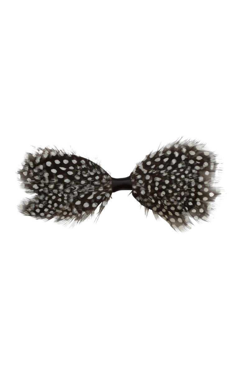 Butterfly Feather Bowtie/Clip - Black/White Spot - PROJECT 6, modest fashion