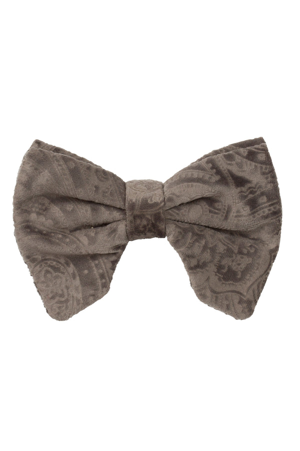 Beauty & The Beast Bowtie/Hair Clip - Smoke Grey Paisely Suede - PROJECT 6, modest fashion
