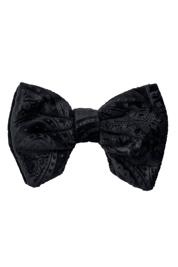 Beauty & The Beast Bowtie/Hair Clip - Black Paisely Suede - PROJECT 6, modest fashion