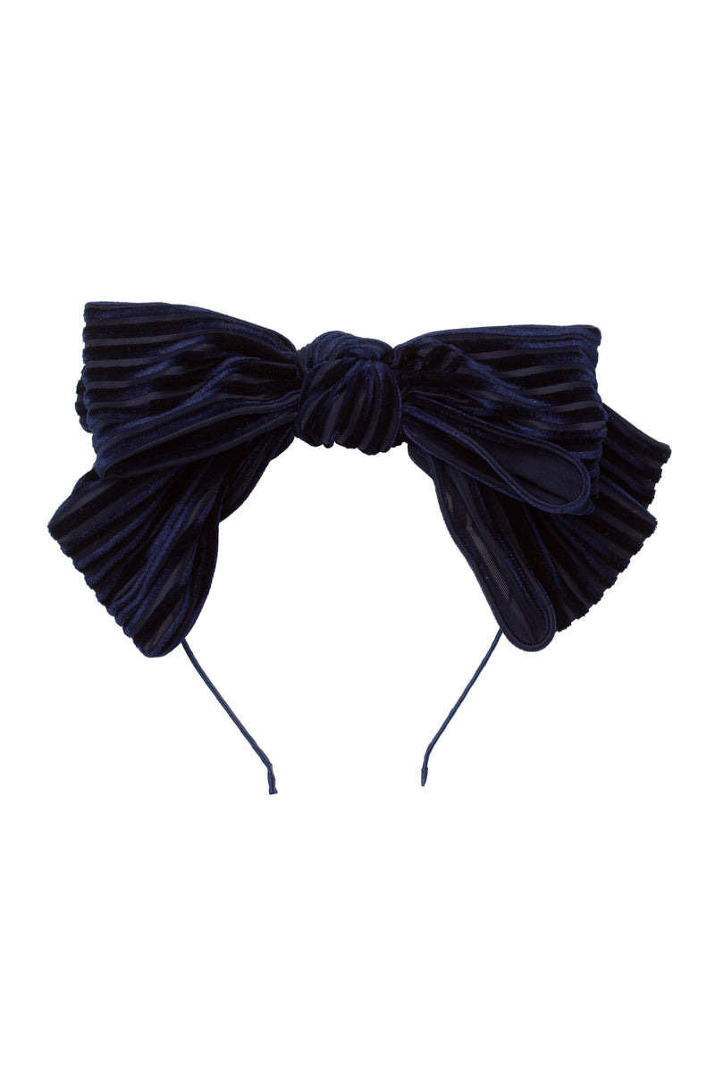 Floppy Velvet Stripe Headband - Navy - PROJECT 6, modest fashion