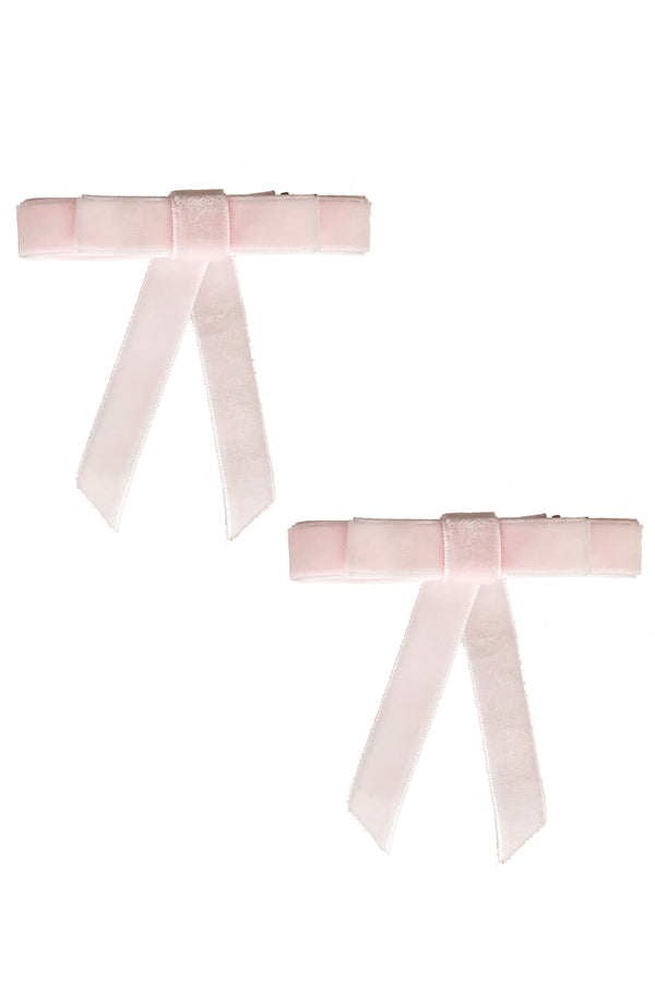 Velvet Bow Clip Set (2) - Baby Pink - PROJECT 6, modest fashion