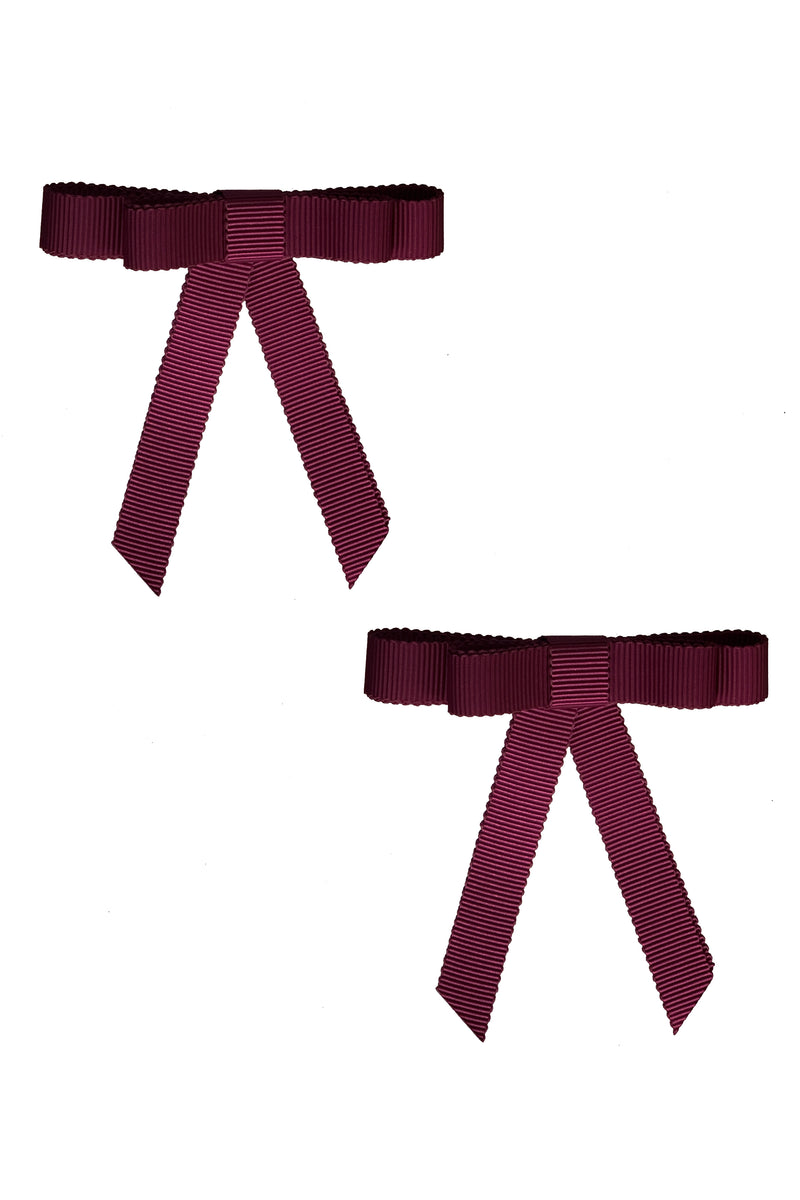 Grosgrain Bow Clip Set (2) - Wine - PROJECT 6, modest fashion