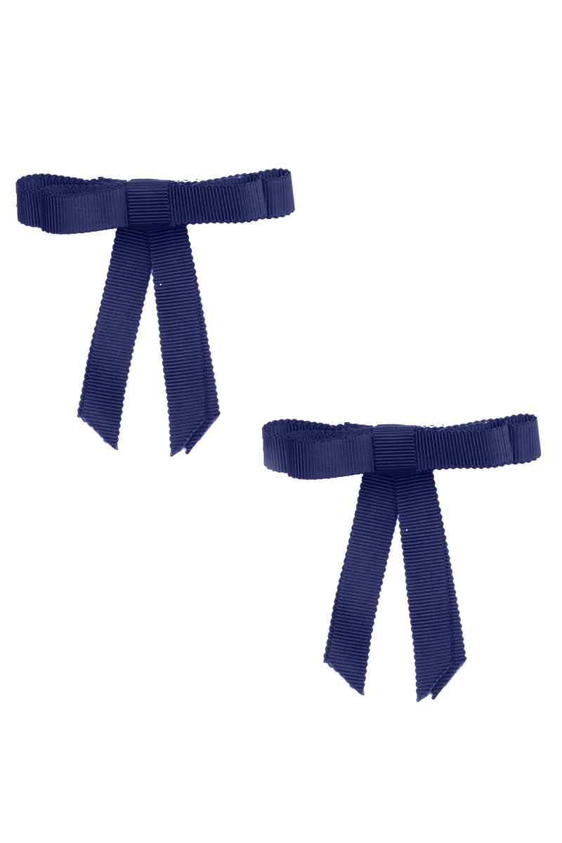 Grosgrain Bow Clip Set (2) - Navy - PROJECT 6, modest fashion