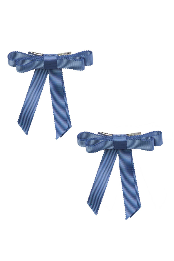 Grosgrain Bow Clip Set (2) - Smoke Blue - PROJECT 6, modest fashion