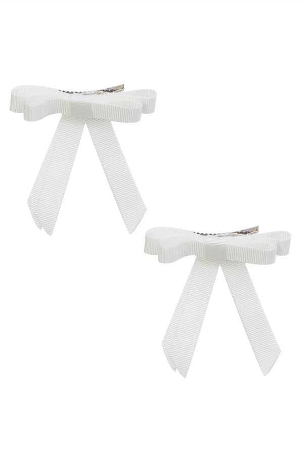 Grosgrain Bow Clip Set (2) - White - PROJECT 6, modest fashion