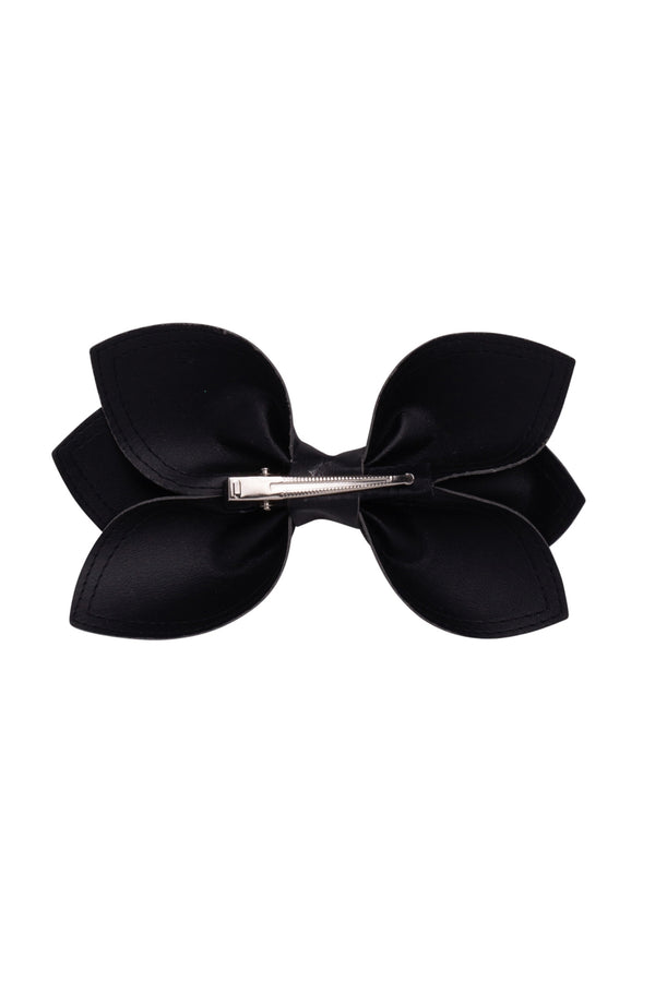 Growing Orchid Clip/Bowtie - Black Leather