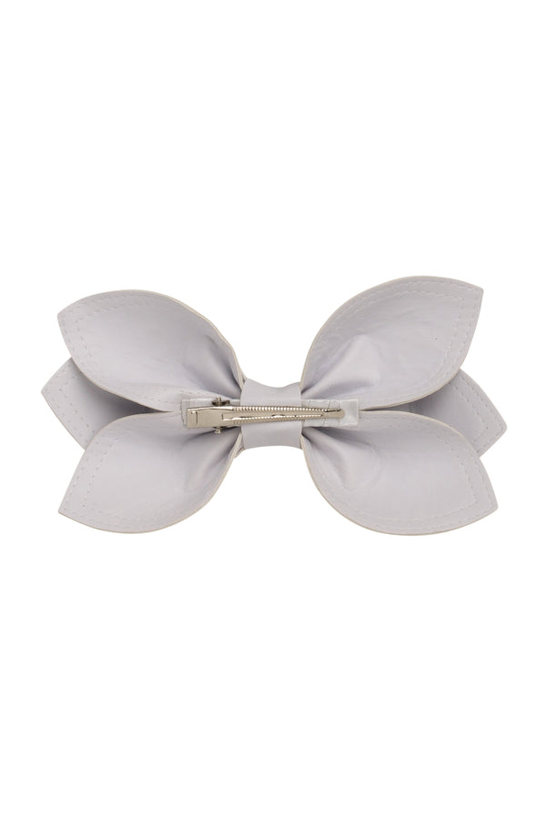 Growing Orchid Clip/Bowtie - White Leather