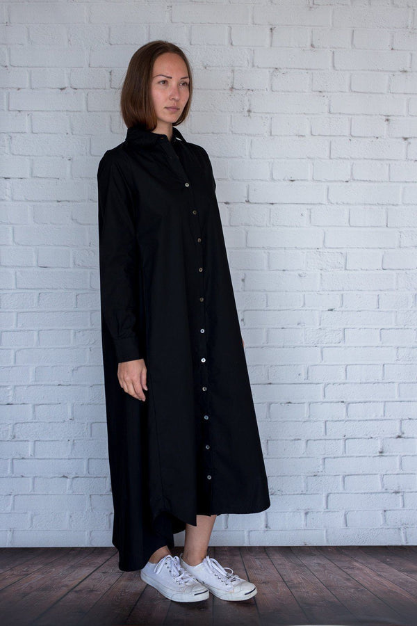 Maaya Long Length - Black Poplin - PROJECT 6, modest fashion