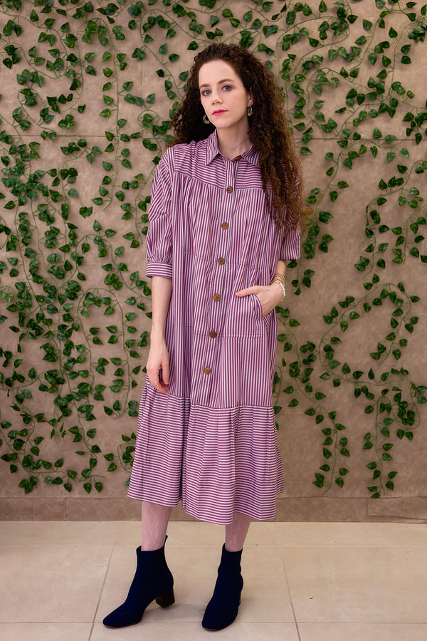 Riko Dress - Purple Stripe