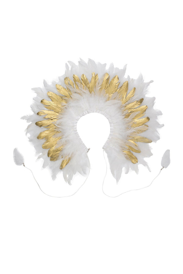 Feather Collar - White/Gold - PROJECT 6, modest fashion