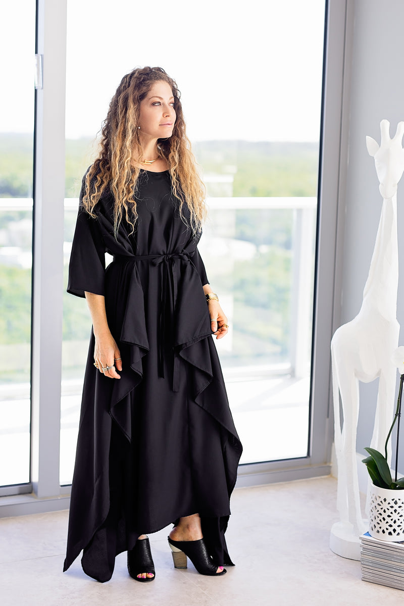 Momo Dress - Black Crepe - PROJECT 6, modest fashion