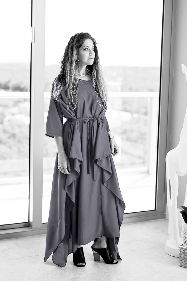 Momo Dress - Charcoal Crepe - PROJECT 6, modest fashion