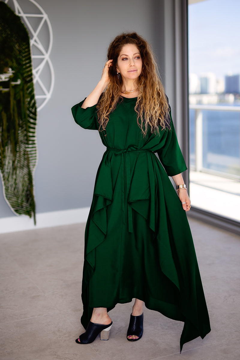 Momo Dress - Hunter Green Crepe - PROJECT 6, modest fashion