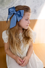 Oversized Bow Pony/Clip  - Smoke Blue - PROJECT 6, modest fashion