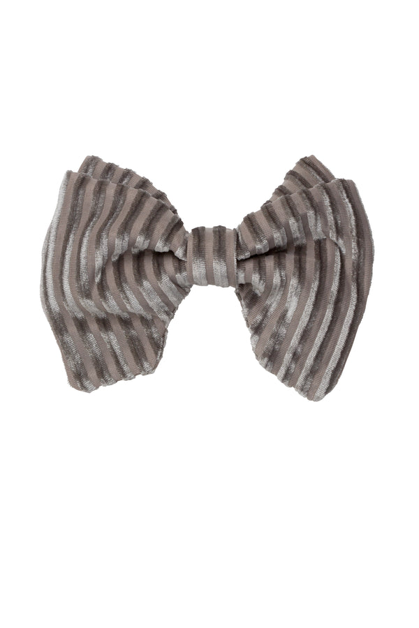 Beauty & The Beast Bowtie/Hair Clip - Grey Velvet Stripe - PROJECT 6, modest fashion