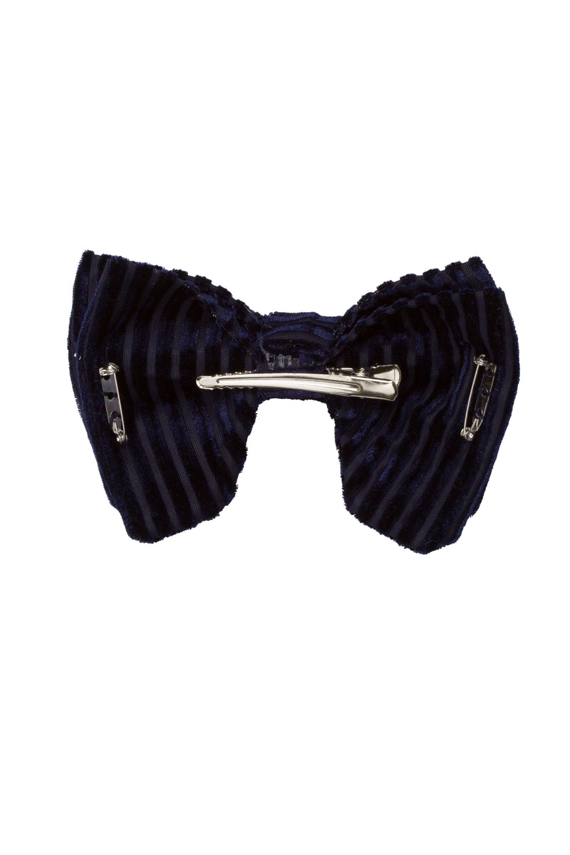 Beauty & The Beast Bowtie/Hair Clip - Navy Velvet Stripe - PROJECT 6, modest fashion