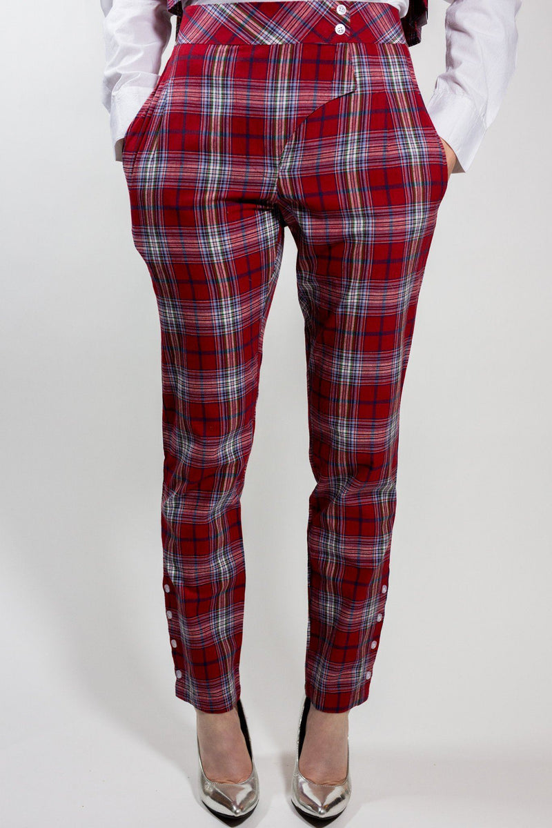 Kiku Pants - Red Checked Print - PROJECT 6, modest fashion