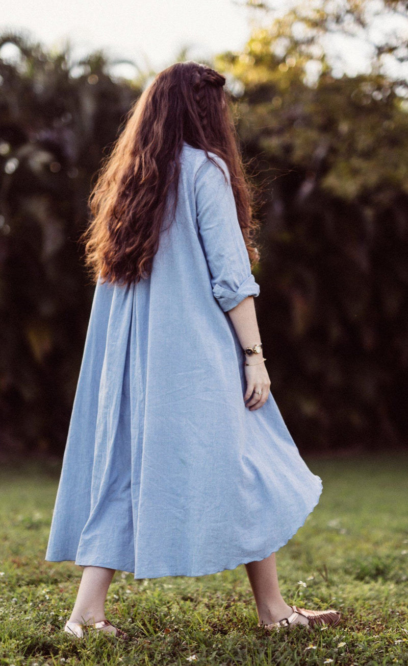 cotton chambray dress Cotton Chambray Belted Shirtdress