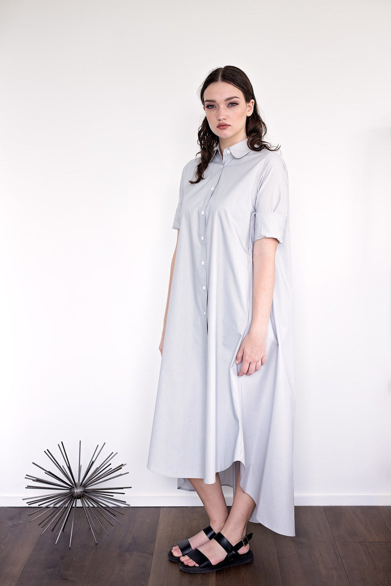 Maaya Long Length - Light Grey Poplin - PROJECT 6, modest fashion