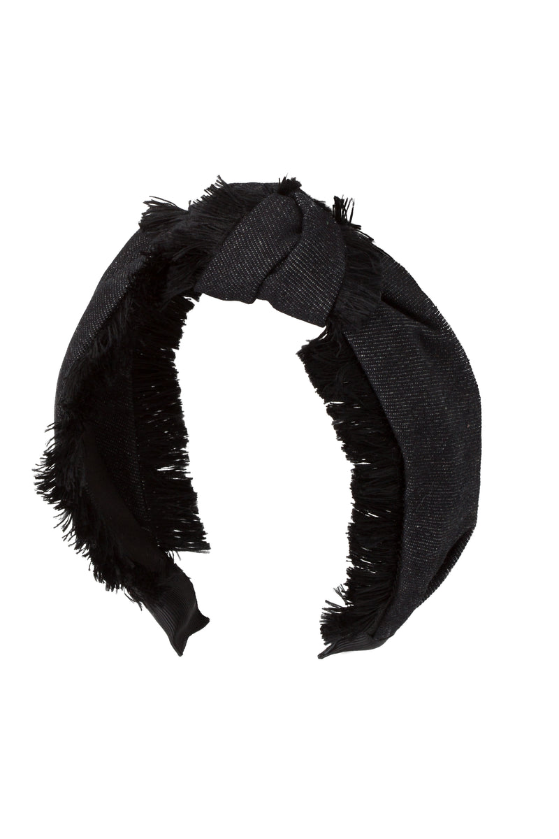 Knot Fringe Headband - Black Denim - PROJECT 6, modest fashion