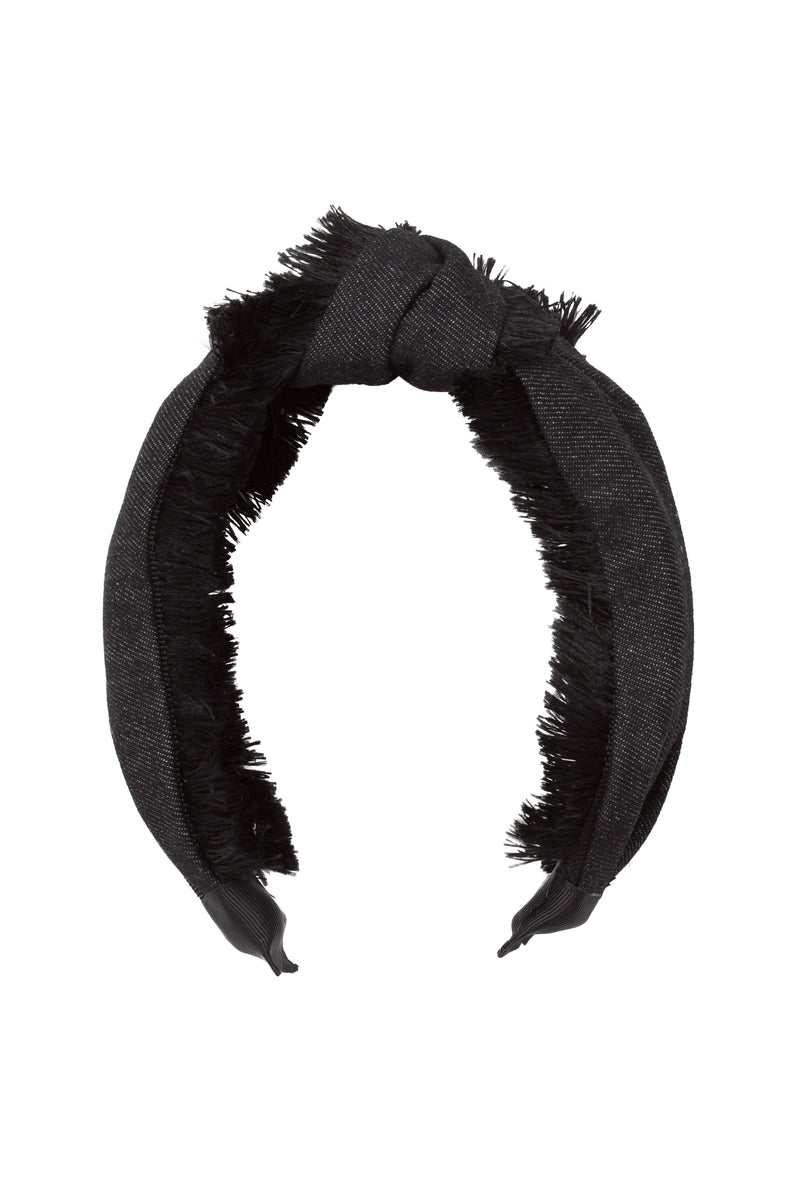 Knot Fringe Headband - Black Denim - PROJECT 6, modest fashion