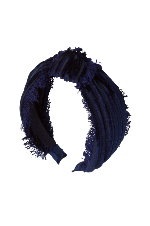 Knot Fringe Headband- Navy - PROJECT 6, modest fashion