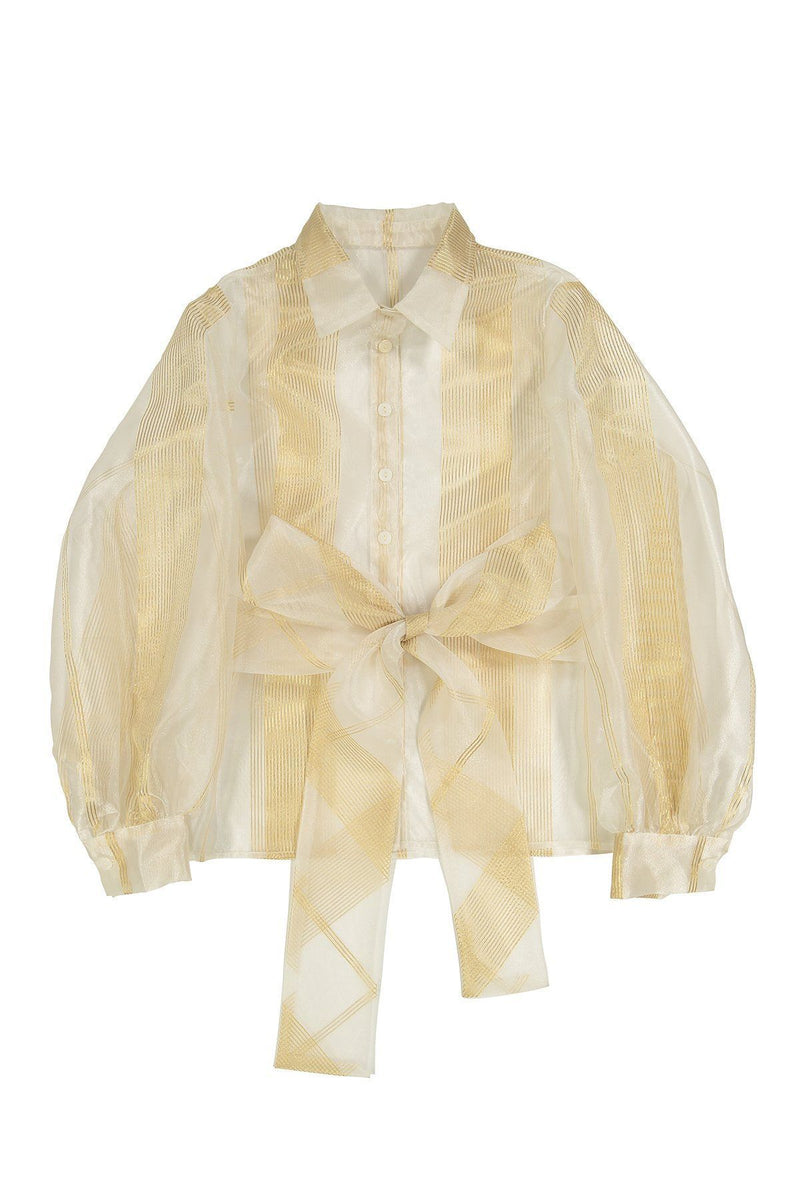 ORLOV - White/Gold Stripe Organza - PROJECT 6, modest fashion