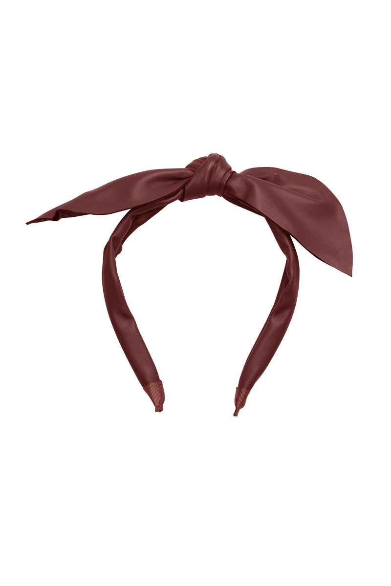 Perfect Leather Pointy Bow Headband - Burgundy - PROJECT 6, modest fashion