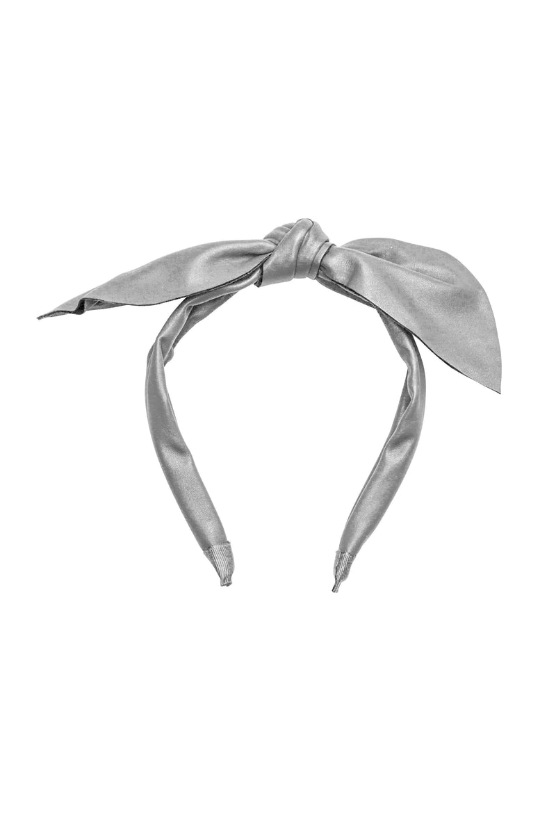Perfect Leather Pointy Bow Headband - Silver - PROJECT 6, modest fashion