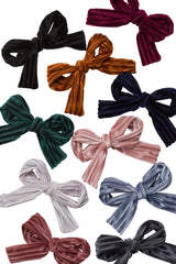 Party Bow Clip - Navy Velvet Stripe - PROJECT 6, modest fashion