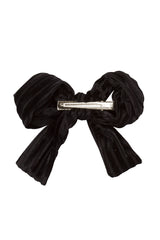Party Bow Clip - Black Velvet Stripe - PROJECT 6, modest fashion