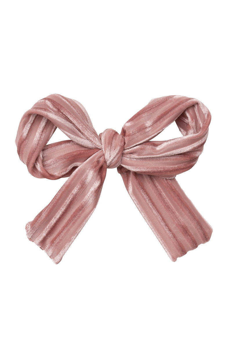 Party Bow Clip - Blush Velvet Stripe - PROJECT 6, modest fashion
