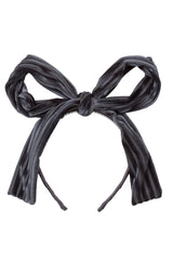 Party Bow Headband - Charcoal Velvet Stripe - PROJECT 6, modest fashion