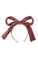 Party Bow Headband - Rose Velvet Stripe - PROJECT 6, modest fashion