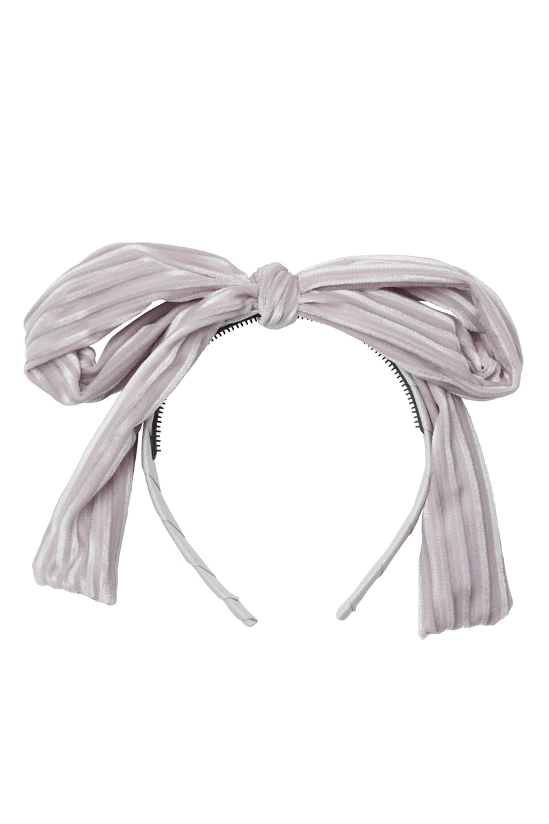 Party Bow Headband - Silver Velvet Stripe - PROJECT 6, modest fashion