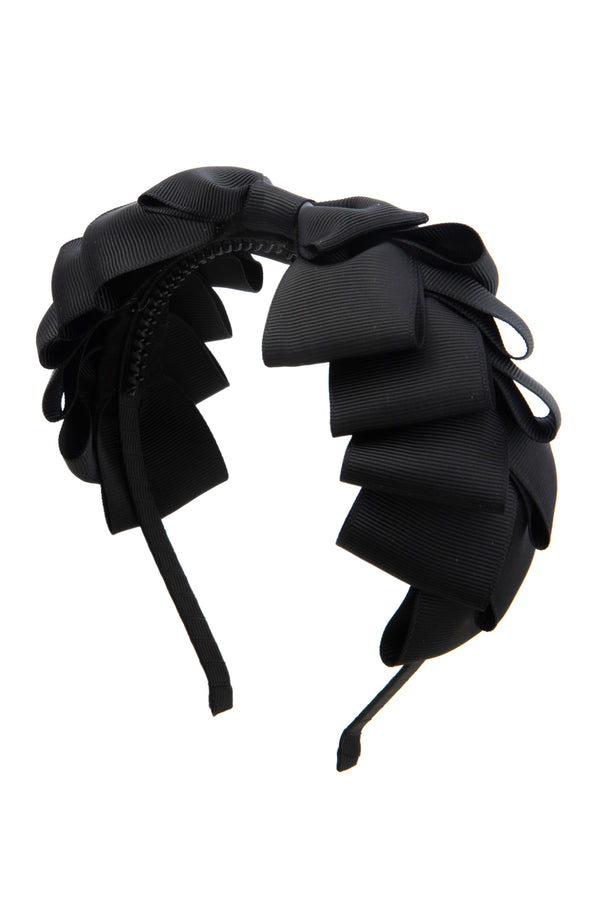 Pleated Ribbon Grosgrain Headband - Black - PROJECT 6, modest fashion