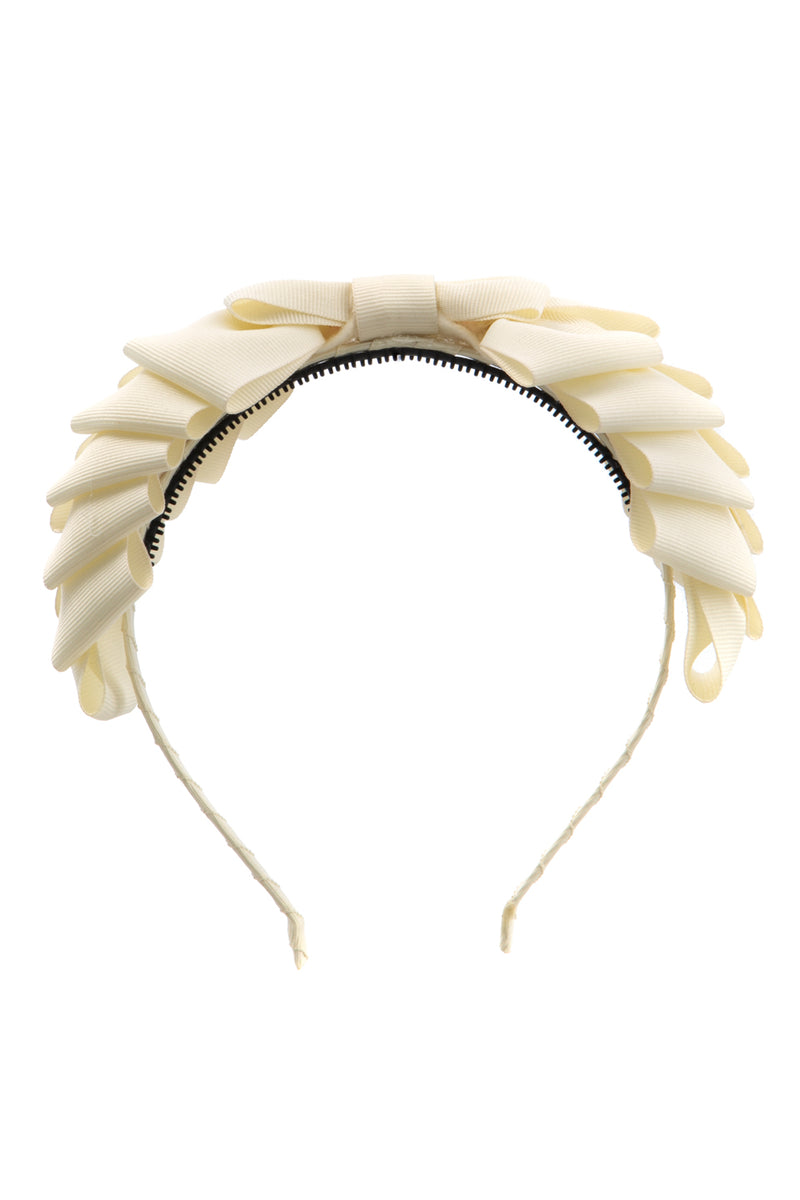Pleated Ribbon Grosgrain Headband - Cream - PROJECT 6, modest fashion