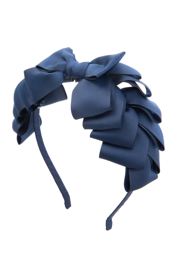 Pleated Ribbon Grosgrain Headband - Navy - PROJECT 6, modest fashion