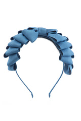 Pleated Ribbon Grosgrain Headband - Smoke Blue - PROJECT 6, modest fashion