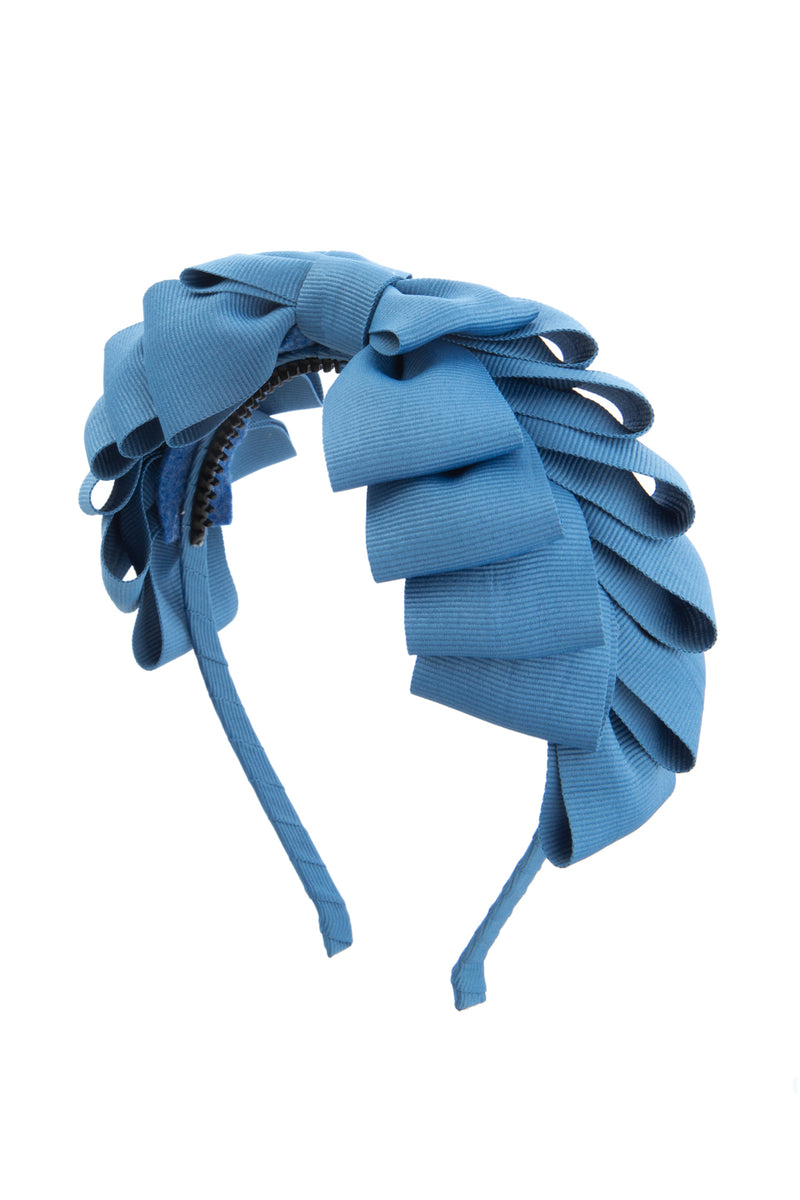 Pleated Ribbon Grosgrain Headband - Smoke Blue - PROJECT 6, modest fashion
