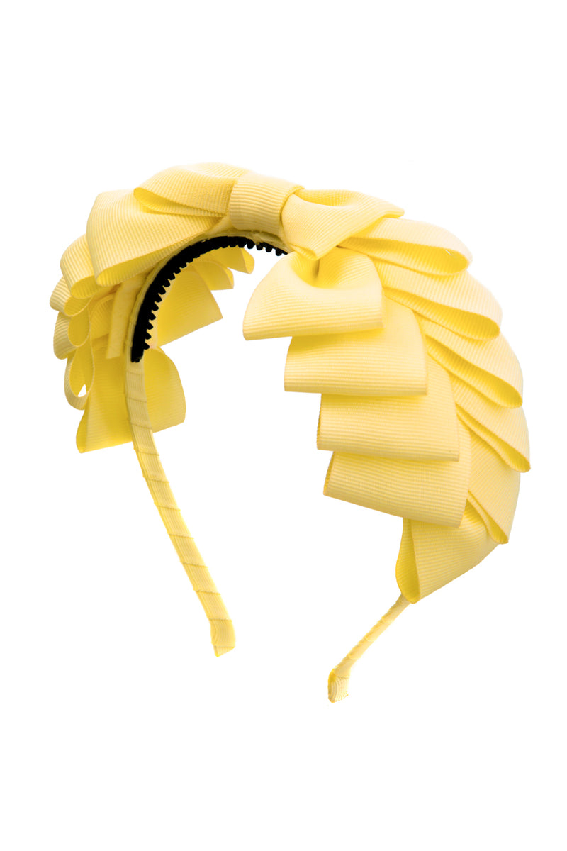 Pleated Ribbon Grosgrain Headband - Lemon - PROJECT 6, modest fashion