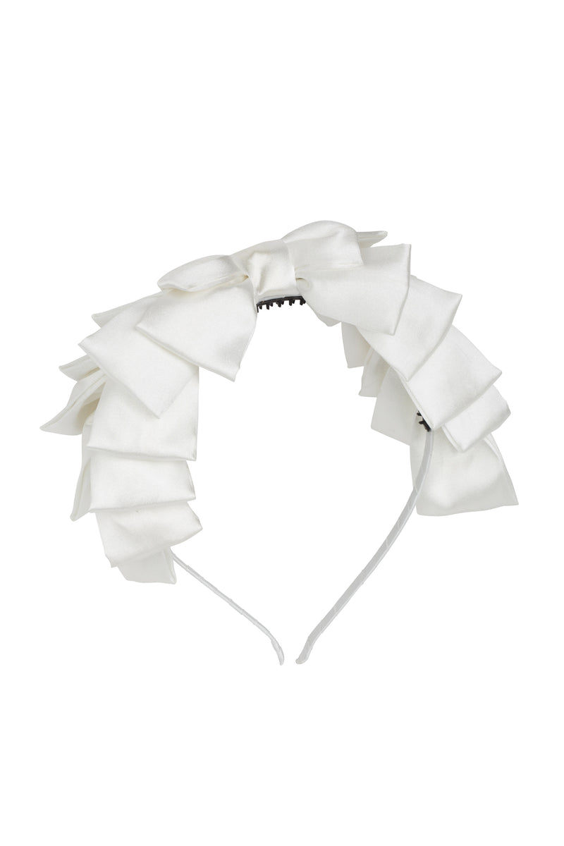 Pleated Ribbon Headband - White - PROJECT 6, modest fashion