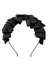 Pleated Ribbon Headband - Black Paisley Suede - PROJECT 6, modest fashion